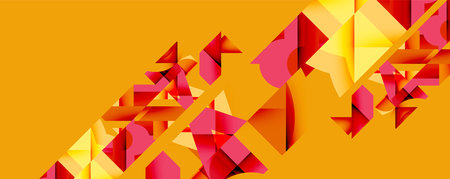 Circles, semi circles, squares and round triangles. Geometric mosaic style pattern abstract...