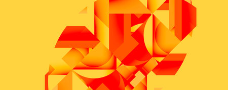 Abstract geometric composition with interlocking circular and angular shapes, featuring smooth gradients and sharp contrasts on a white backgroundのイラスト素材