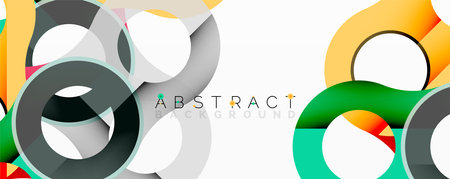 Abstract composition with intertwined circular and tubular forms creating fluid structure with gradients, depth, and sharp contrastsのイラスト素材