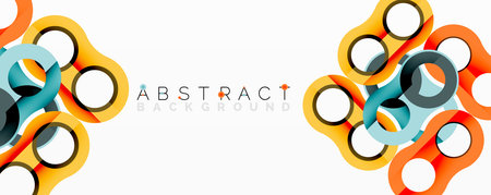 Abstract geometric pattern with interlocking circular and tubular shapes featuring smooth gradients,...