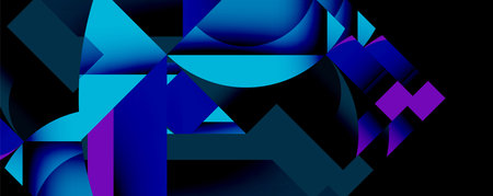 Circles, semi circles, squares and round triangles. Geometric mosaic style pattern abstract background for wallpaper, banner, backdrop, card, book Illustration, landing pageのイラスト素材