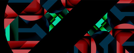 Abstract geometric composition with interlocking circular and angular shapes, featuring smooth gradients and sharp contrasts on a white backgroundのイラスト素材