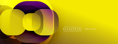 Circular abstract design with overlapping translucent circles and round shapes, blending gradients and smooth curves, creating depth, contrast, and a dynamic visual effectのイラスト素材