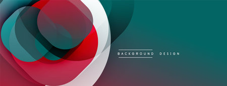 Circular abstract design with overlapping translucent circles and round shapes, blending gradients and smooth curves, creating depth, contrast, and a dynamic visual effectのイラスト素材