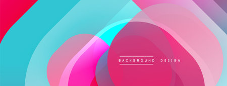 Abstract fluid shapes overlap, creating vibrant gradients. Pink, turquoise, blue hues blend seamlessly. Modern design evokes movement, energy, visual appeal. Smooth transitions, soft curves dominate composition.のイラスト素材