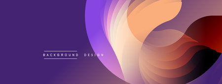 Abstract background features layered, flowing shapes. Warm orange, purple hues blend smoothly....
