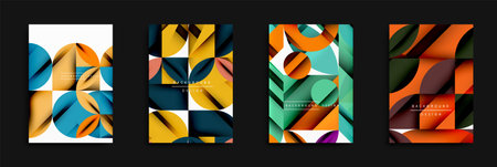 Abstract geometric designs. Overlapping circles create modern backgrounds. Vibrant colors,...