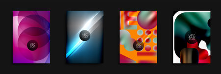 Abstract vibrant backgrounds. Modern designs feature geometric shapes, gradients, smooth transitions, dynamic compositions.のイラスト素材