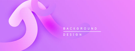 Abstract purple background features flowing shapes, soft gradients. Minimalist design includes text...