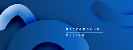 Abstract blue layers create dynamic backdrop. Smooth shapes overlap, forming modern design element. Text reads background design.のイラスト素材