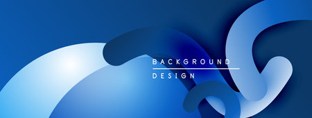 Abstract blue design features flowing shapes, gradients. Modern aesthetic suitable for backgrounds, presentations. Minimalist composition.のイラスト素材