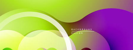 Abstract vibrant background. Smooth curves, gradients blend green, purple hues. Minimalist design, modern aesthetic. Clean composition.のイラスト素材