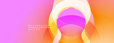 Abstract gradient background. Overlapping layers create soft, vibrant visual effect. Pink, purple, orange hues dominate composition.のイラスト素材