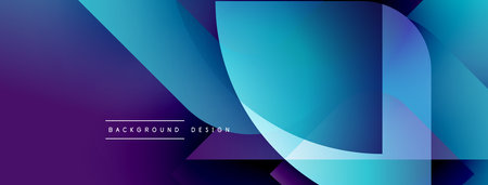 Abstract geometric shapes blend purple, blue hues. Modern design creates dynamic visual effect....
