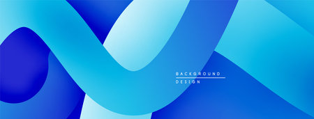 Abstract blue layers create dynamic composition. Smooth gradients suggest depth, modern aesthetic. Minimalist design, clean visuals.のイラスト素材