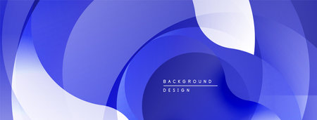 Abstract blue design features overlapping translucent shapes. Gradient shades create depth, modern aesthetic. Minimalist composition, clean lines.のイラスト素材