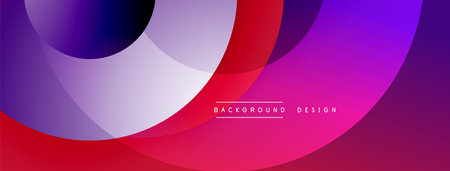 Abstract colorful overlapping circles create dynamic background. Gradient shades blend smoothly, offering modern visual appeal.のイラスト素材