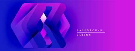 Abstract purple, blue gradient design. Geometric shapes overlap creating dynamic visual effect....