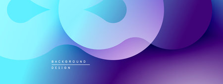 Abstract fluid shapes blend blues, purples. Gradient background creates modern visual effect. Smooth curves suggest movement, depth.のイラスト素材