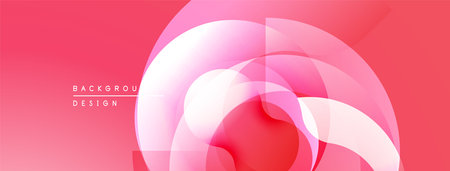 Abstract pink design. Overlapping circles create dynamic visual effect. Modern, minimalist background suitable for various projects.のイラスト素材