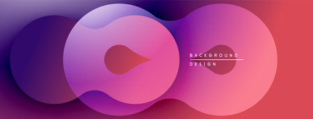 Abstract fluid shapes, vibrant gradients. Purple, pink, red hues blend seamlessly. Modern design element for backgrounds.のイラスト素材