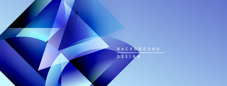 Abstract blue shapes overlap, creating dynamic visual effect. Gradient colors suggest depth, modern design aesthetic. Background text reads background design.のイラスト素材