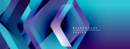 Abstract geometric shapes, vibrant blue purple gradients. Modern design, clean lines, dynamic composition. Background texture suggests depth.のイラスト素材