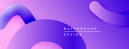 Abstract purple gradients form flowing shapes. Minimalist text reads background design. Modern, vibrant visual composition.のイラスト素材