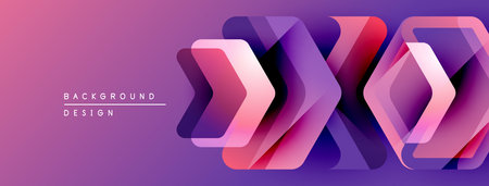 Abstract geometric pattern. Overlapping shapes create dynamic purple gradient effect. Modern design element for backgrounds.のイラスト素材