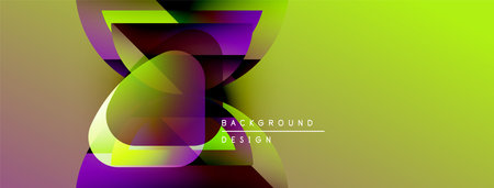 Abstract design features vibrant gradients, dynamic shapes, purple, yellow hues. Modern background ideal for digital projects.のイラスト素材