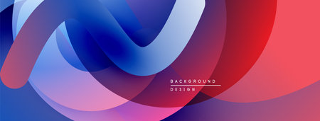 Abstract fluid shapes blend, creating vibrant gradients. Colors transition smoothly, forming dynamic composition. Modern design element.のイラスト素材