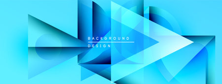 Abstract geometric shapes, vibrant blue hues, modern design. Gradient effects create dynamic visual...