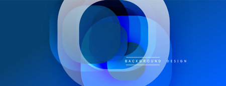 Abstract layered shapes, blue tones dominate. Modern design element, smooth gradients create depth. Minimalist aesthetic, clean composition.のイラスト素材