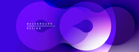 Abstract purple design features overlapping circles. Gradient shades create depth, modern aesthetic. Minimalist composition, vibrant colors.のイラスト素材
