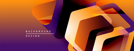 Abstract gradient background. Orange, purple hues blend, creating dynamic geometric shapes. Modern design element for digital projects.のイラスト素材