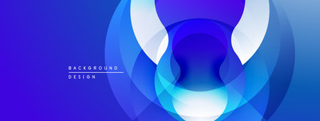 Abstract blue layers create dynamic visual effect. Gradient shades suggest depth, modern design elements present.のイラスト素材