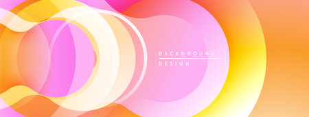 Abstract flowing shapes, vibrant pinks, oranges, yellows. Modern design, smooth gradients create dynamic visual effect.のイラスト素材