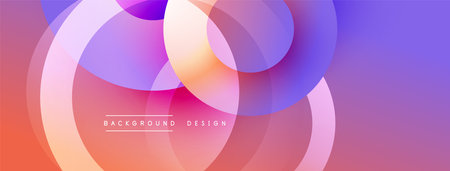 Abstract colorful circles overlap creating dynamic gradient background. Modern design elements suggest fluidity, innovation.のイラスト素材