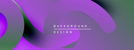 Abstract gradients blend, creating fluid shapes. Purple dominates, accented by green hues. Text...