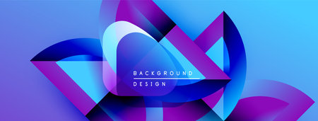 Abstract geometric shapes blend vibrant blues, purples. Modern design evokes energy, movement, depth. Background features text background, design.のイラスト素材