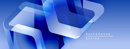 Abstract blue design features layered shapes. Gradient colors create depth, modern aesthetic. Minimalist style suitable backgrounds.のイラスト素材