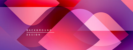 Abstract geometric shapes overlap, creating vibrant pinks, purples, reds. Modern design element for...