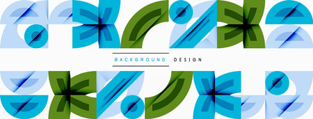 Repeating geometric pattern. Blue, green shapes create modern design. Simple lines, clean aesthetic, suitable background element.のイラスト素材