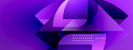 Purple abstract design features layered shapes, gradients. Modern aesthetic, dynamic composition,...