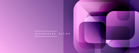 Abstract purple design features layered squares. Gradient shades create modern visual effect. Minimalist style, suitable for backgrounds.のイラスト素材