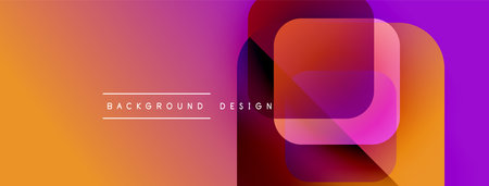 Abstract gradient background. Overlapping squares create dynamic visual effect. Text reads...