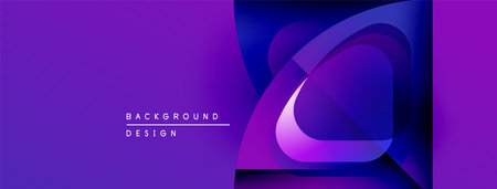 Abstract purple design features layered shapes, gradients. Modern, dynamic composition suitable for backgrounds, presentations.のイラスト素材