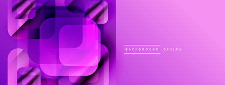 Abstract purple design features overlapping squares, gradients, modern aesthetic. Minimalist style suitable for banners, backgrounds.のイラスト素材