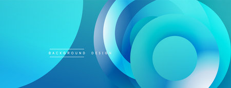 Abstract blue layers create dynamic background. Smooth gradients, circular shapes suggest modern design, clean aesthetic.のイラスト素材
