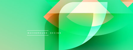 Abstract green background. Overlapping shapes create dynamic visual effect. Modern design elements...